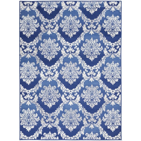 Homeroots 4 x 6 ft. Blue & Ivory Damask Area Rug 385819 - main